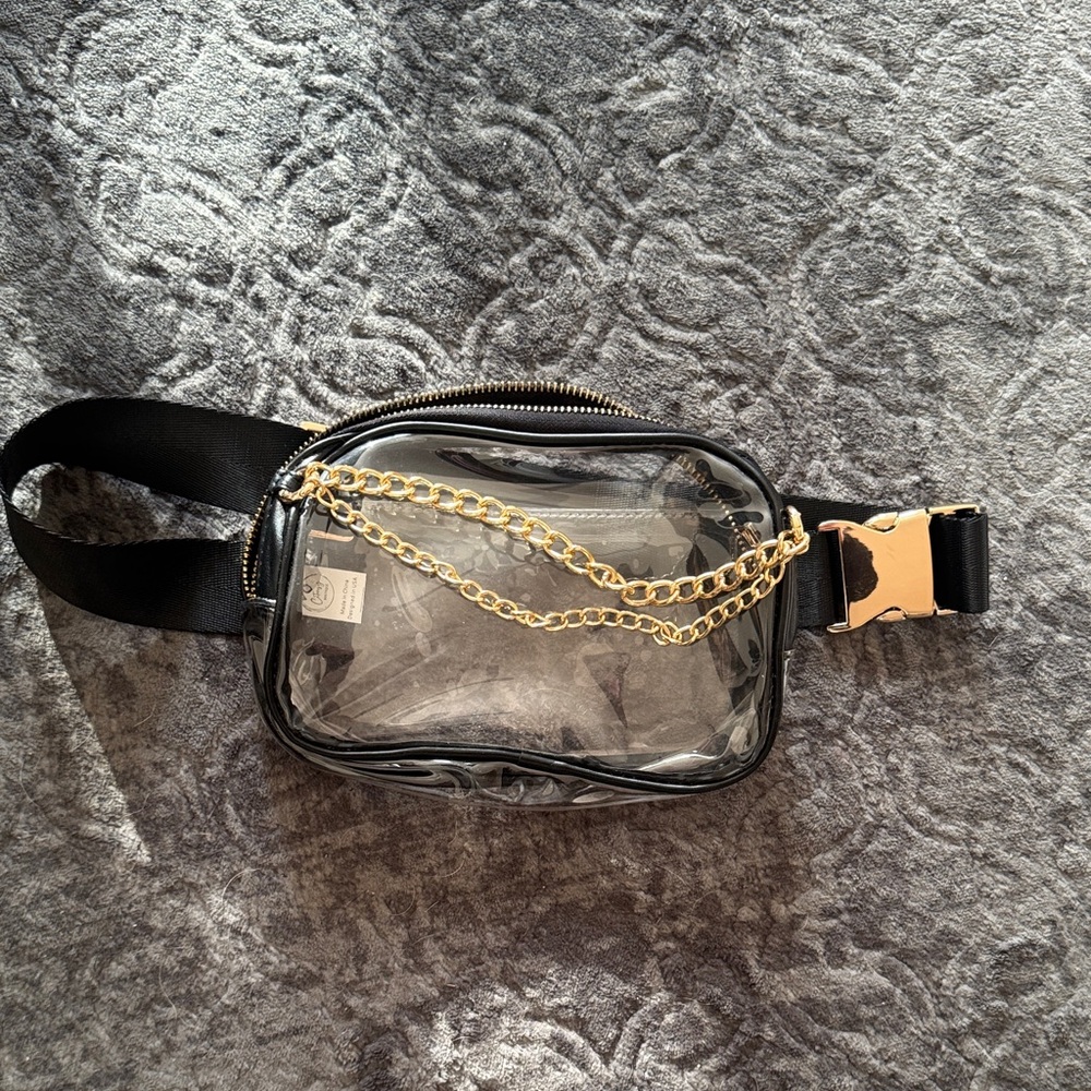 Clear Crossbody Bag with Gold Chain